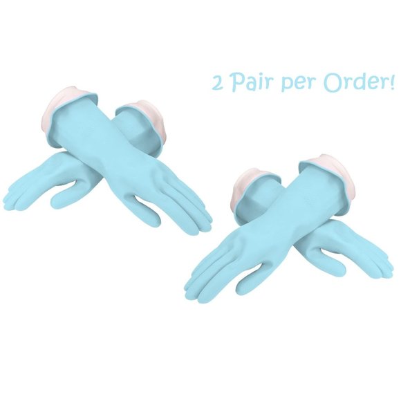 2pr Casabella WaterBlock Double Cuff Latex Cleaning Dishwashing Gloves, Large - Picture 1 of 5